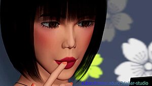 I feel so aroused in Tsubaki's 3D hentai internship with solo vibrator masturbation