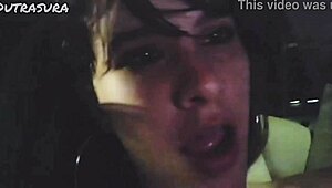 we got horny in the car and pulled over on a deserted street for some outdoor teen crossdressing sex