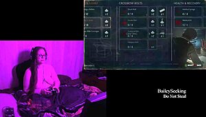 Naked brunette plays through evil within 2 part 6