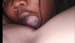 did you see that ebony slut using her tongue on interracial black pussy for intense squirting action