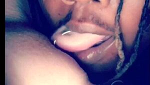 did you see that ebony slut using her tongue on interracial black pussy for intense squirting action
