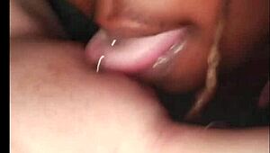 did you see that ebony slut using her tongue on interracial black pussy for intense squirting action