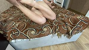 Russian slut teases her juicy pussy to pulsating orgasms at home