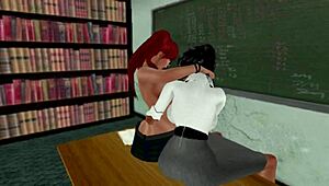 Teacher's naughty student gets fingered and licked by babe in lesbian masturbation session