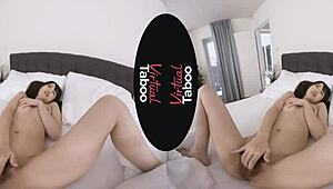 Asian brunette achieves orgasm through taboo solo masturbation in pyjamas