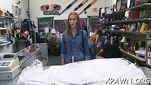 This hot dilettante heads to the shop for sex. She sucks cock, bends over for doggystyle, and gets oral on her cunt?