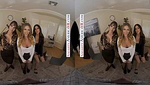 Co-workers Jamie Michelle, Kayley Gunner, and Lexi Luna teach the new guy office skills