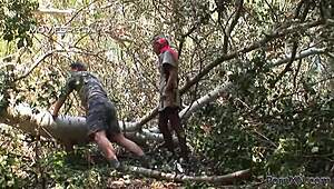 pink haired bianca peeing outdoors in the wild