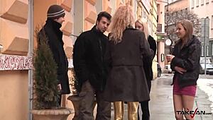 Три секси мацки жадуват за твърд кур в студена Прага