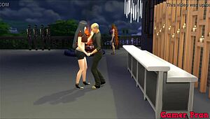 Hinata fucks the bartender hard at the bonfire party! She loves cum inside like a slut.