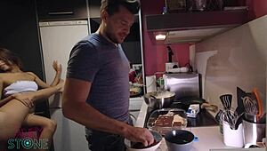 latin american lesbians striptease in kitchen for pussy licking