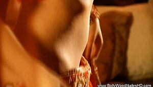 The bollywood lady explores sensual touches in a solo indian scene with her brunette oriental features