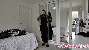 I try on sheer black lingerie and gym tights in this haul, feeling confident as Melody Radford.