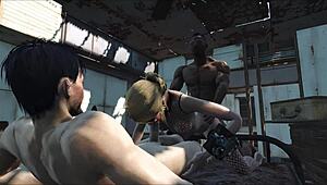 Blonde Teen Threesome in Fallout 4 with Katsu