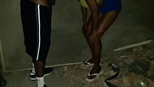 Why does this skinny babe suck a huge dick in a dark alley?