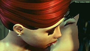 Redhead Shemale Pounds Hot Tranny in 3D Futanari Anal Creampie Action