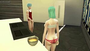 Bulma cooks in sexy outfit