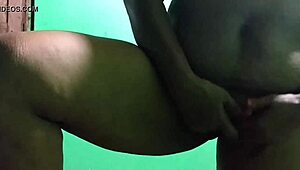 the indian horny milf wife uses an umbrella in her solo play