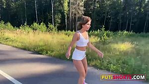 Cute 19-year-old brunette teen dreams of a massive cock exploring her tight rear.