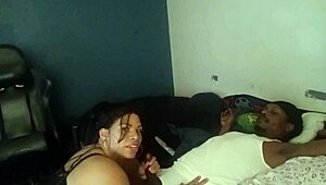 Angelg poses seductively for the camera while Kuzz dives into her pussy!