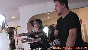 Tattooed Emo Babe Poses With Small Tits Behind The Scenes