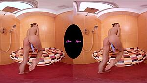 Shocking teen Lexi Layo showers in VR sex!