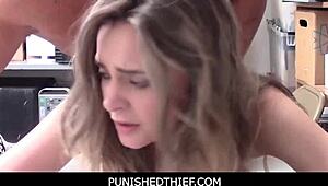 Punished Cute Blonde Teen Shoplifter Tied Up and Fucked Hard by Aften Opal