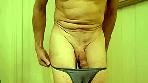 Is this guy rocking crotchless thongs and custom fetish gear?