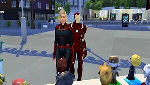 In episode 13, Captain Marvel, a stunning blonde, gets hooked on Iron Man's huge cock with her perverse superpowers.