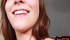 i'm suckin' my gf's small tits and ridin' her pov dick with my shaved pussy close up