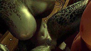 Argonian maid spreads legs in Skyrim parody