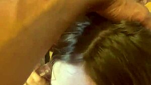 jackie hoff, that white slut, gagging on 3 strangers' bbc at the party! 😈