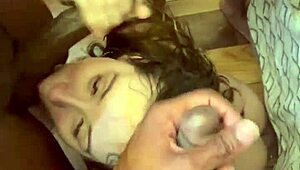 jackie hoff, that white slut, gagging on 3 strangers' bbc at the party! 😈