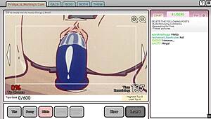 Nicole Risks Job Hentai Game Pornplay Ep 4: Camgirl Masturbates While Sucking Exposed Boobs