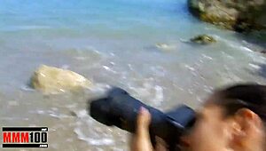Watch This Blonde Babe Get Her Pussy And Ass Fucked At The Beach!