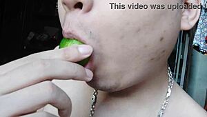 Is This Chinese Babe Licking Herself to Orgasm?