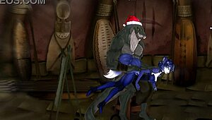 Kyrstal Lok receives blowjob and spanking in Christmas rebirth scene