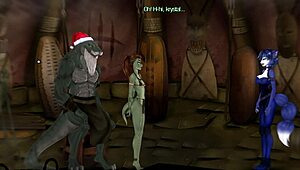 Kyrstal Lok receives blowjob and spanking in Christmas rebirth scene