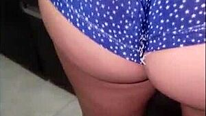 Stepmother Cooks While I Masturbate and Finish Inside Her