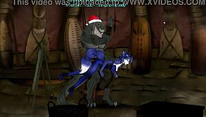 Kyrstal Lok receives blowjob and spanking in Christmas rebirth scene