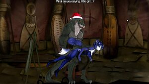 Kyrstal Lok receives blowjob and spanking in Christmas rebirth scene