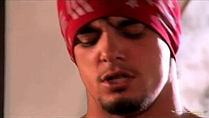 Watch the blonde strip to get him hard for anal!