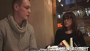 Calm teen in glasses turns wild