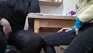 Neighbor fucks loudly while lesbians masturbate and cum together