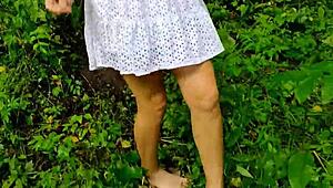 Hey, check this milf with no panties upskirt showing dirty sexy soles, wanna see more of those legs and feet?