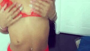 Ebony girlfriend sucks cock in lingerie