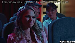 Wow, Syren DeMer and Dick Chibbles shocked by Athena Faris and Ricky Spanish banging in cinema! 😲