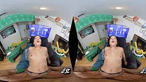 in this neutral narrative, morgan lee appears in the super blow liv experience on wankzvr, showcasing her skills in a party setting with asian flair.