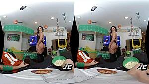 in this neutral narrative, morgan lee appears in the super blow liv experience on wankzvr, showcasing her skills in a party setting with asian flair.