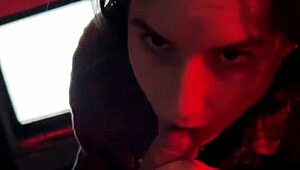 Point of view blowjob in a hotel bathroom with detailed oral action